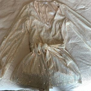 Sequin Romper ivory/ white